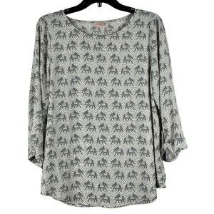 Pixley Elephant Polka Dot 3/4 Sleeve Blouse Medium